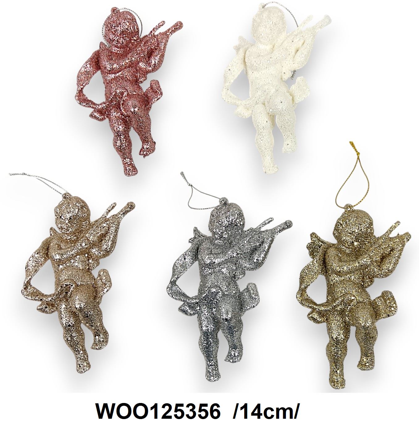 Glitteres hegedülõ angyalok, akasztóval /14cm/