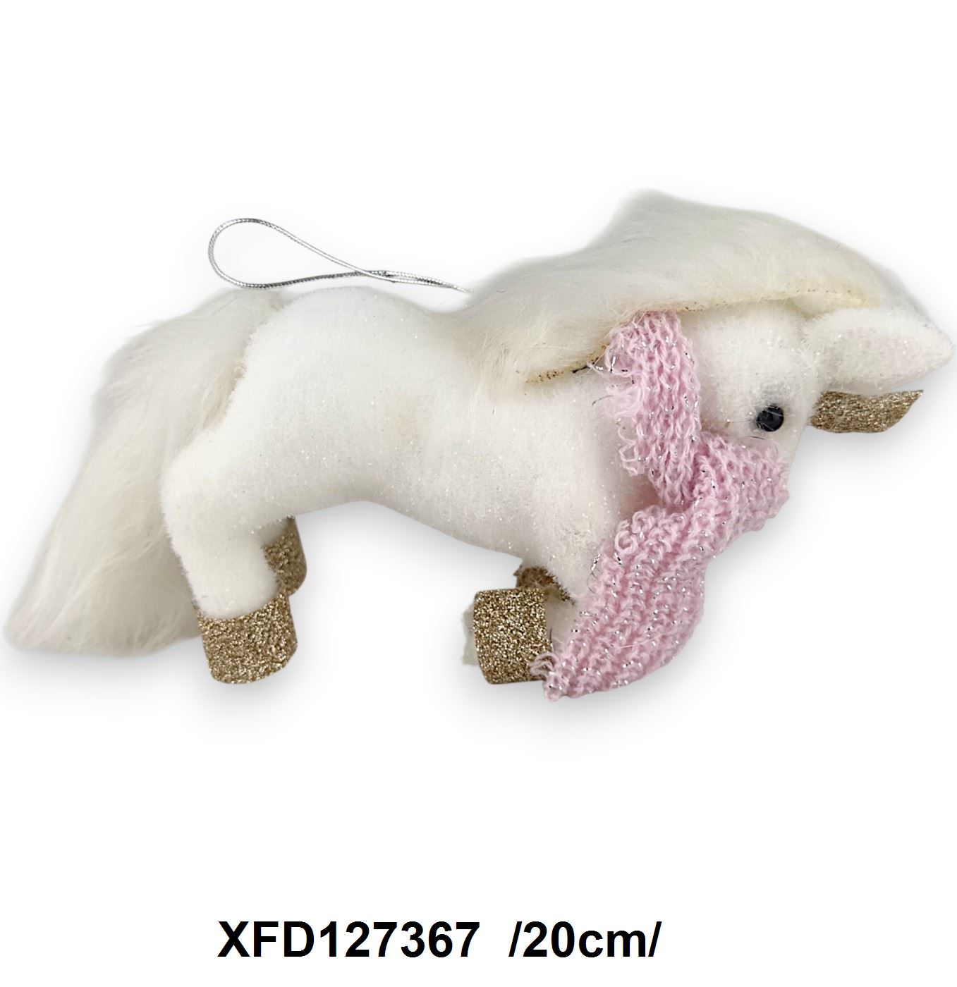 Fehér, rózsaszín sálas unikornis /20cm/