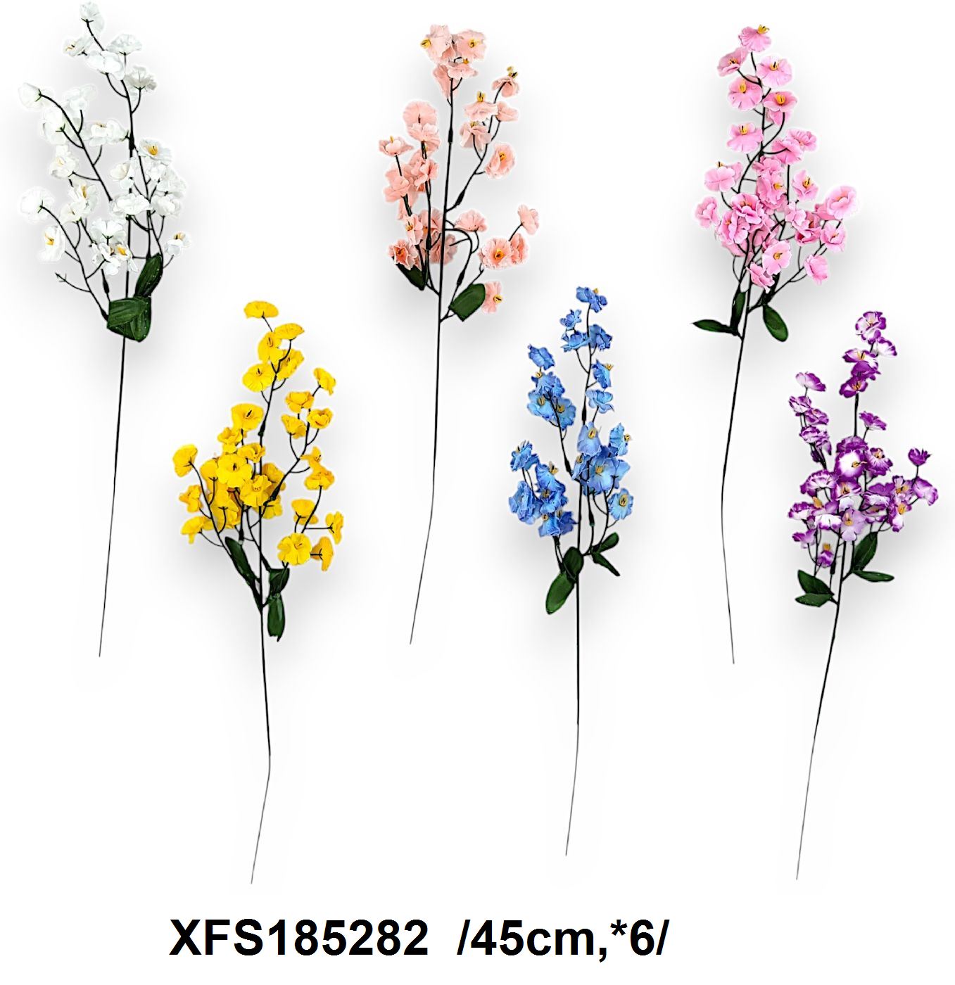 45 cm 30 virágos textil rezgõ *6, levelekkel. 12/zacsi, db ár.