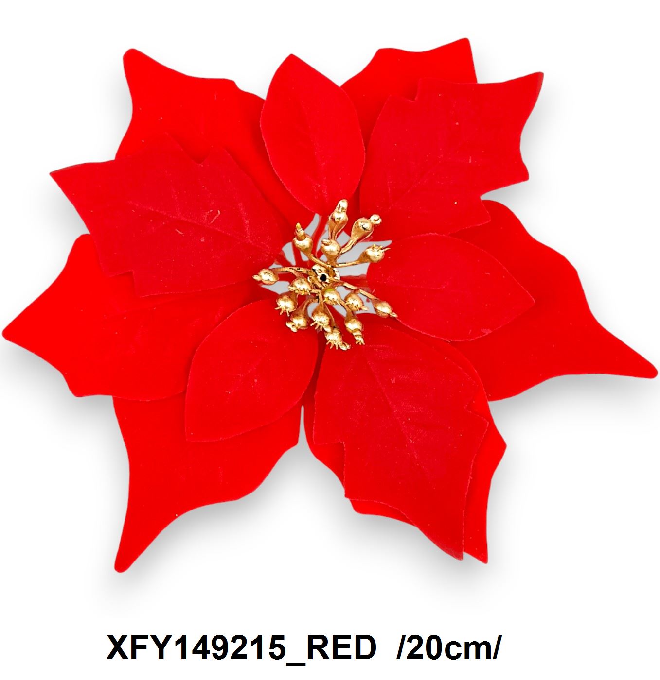 Mikulásvirág fej, félbársony  /20cm/