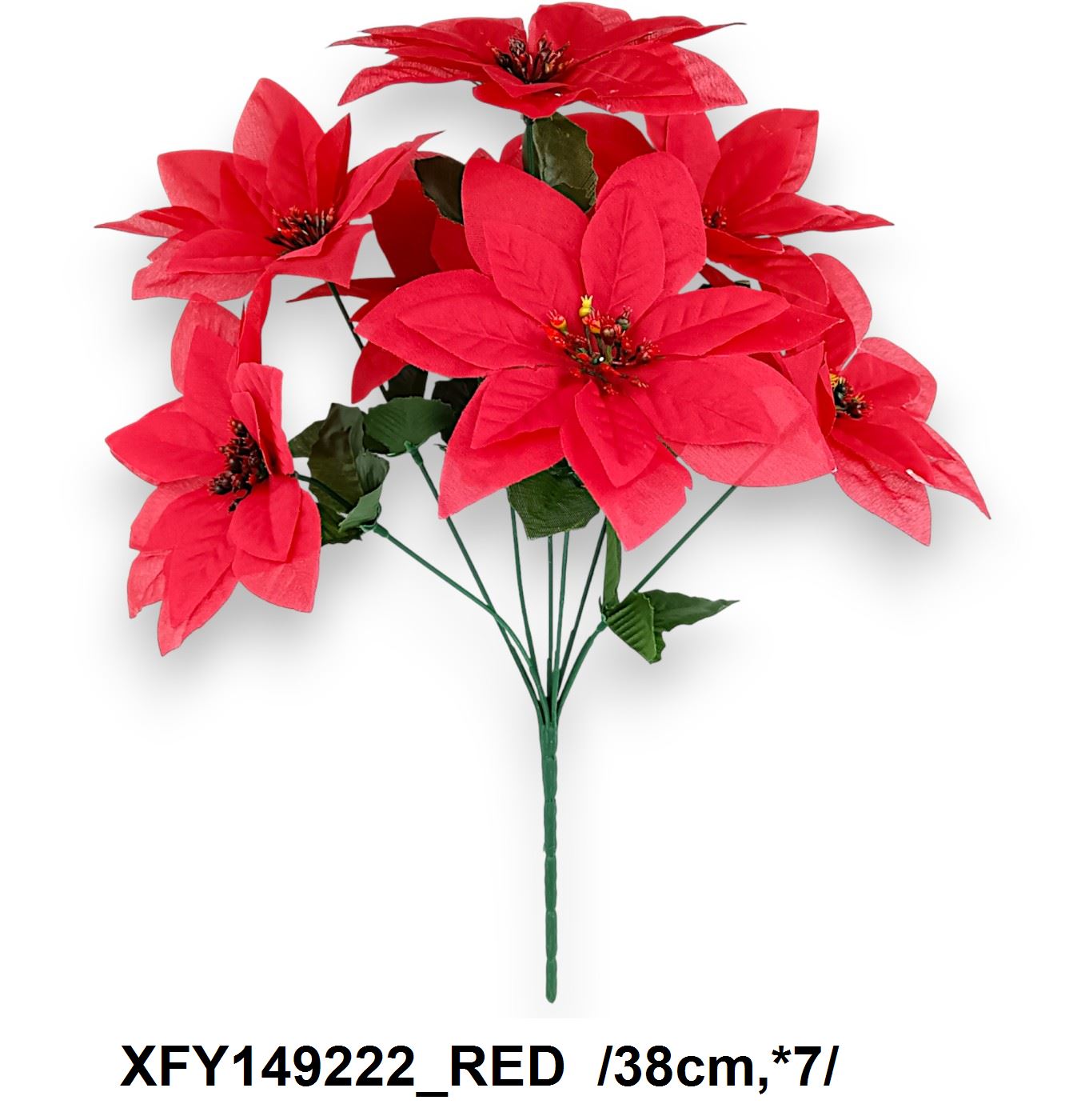 Hosszú építésû mikulásvirág csokor /38cm,*7/