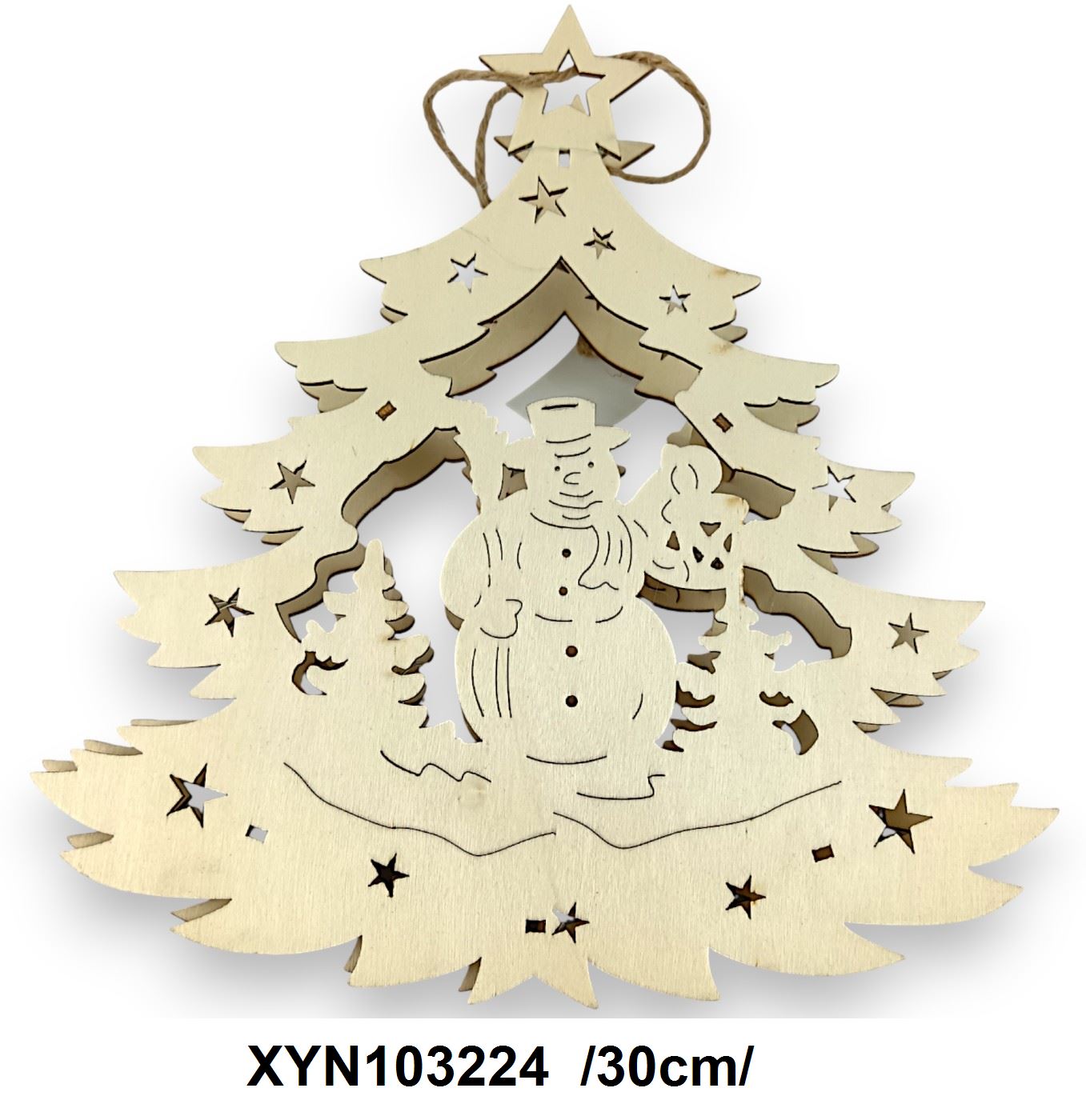 Karácsonyfa alakú, világítós ajtódísz, elem nélkül /30cm/